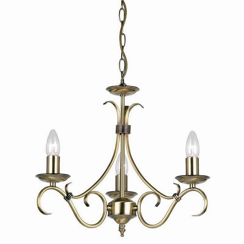 Endon Bernice Antique Brass Finish 3 Light Chandelier