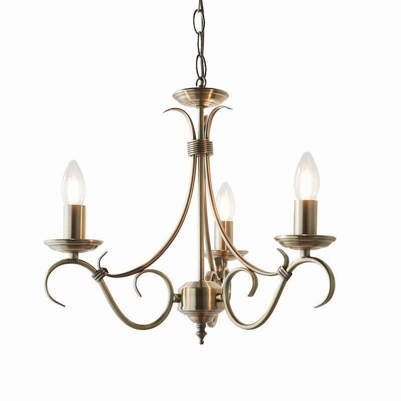 Endon Bernice Antique Brass Finish 3 Light Chandelier