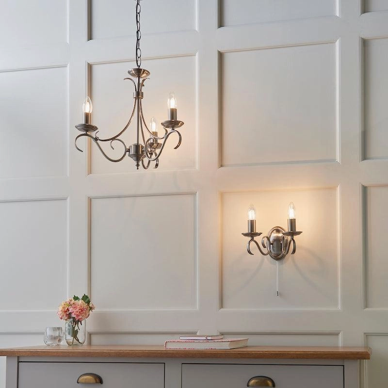 Endon Bernice Antique Brass Finish 3 Light Chandelier