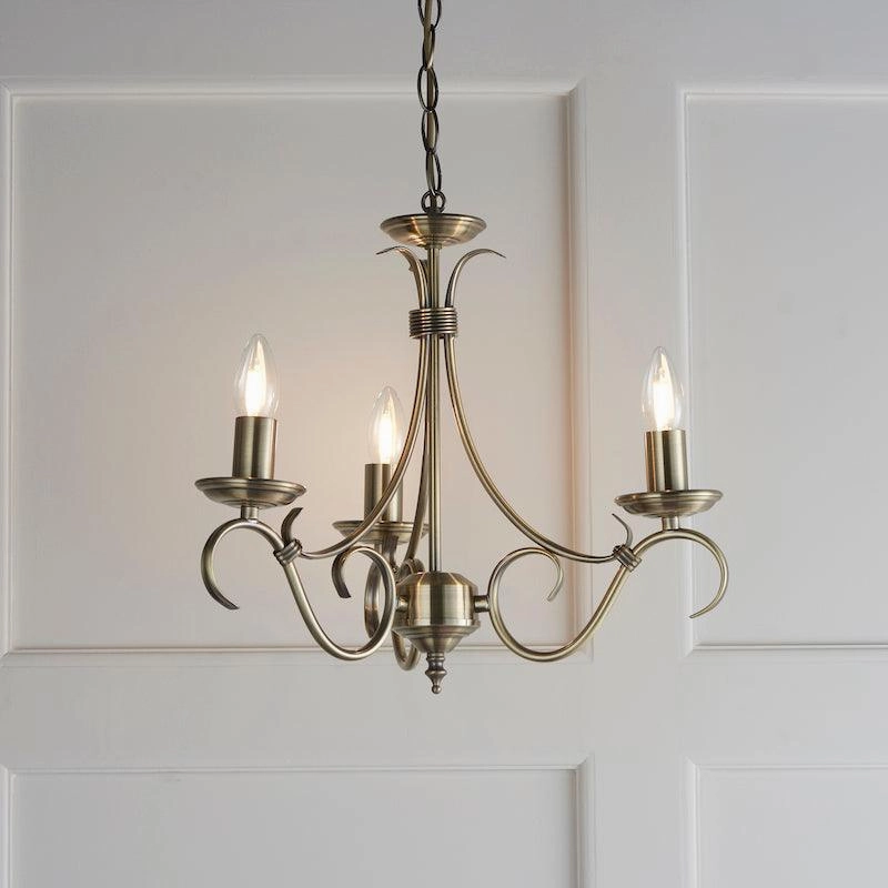 Endon Bernice Antique Brass Finish 3 Light Chandelier