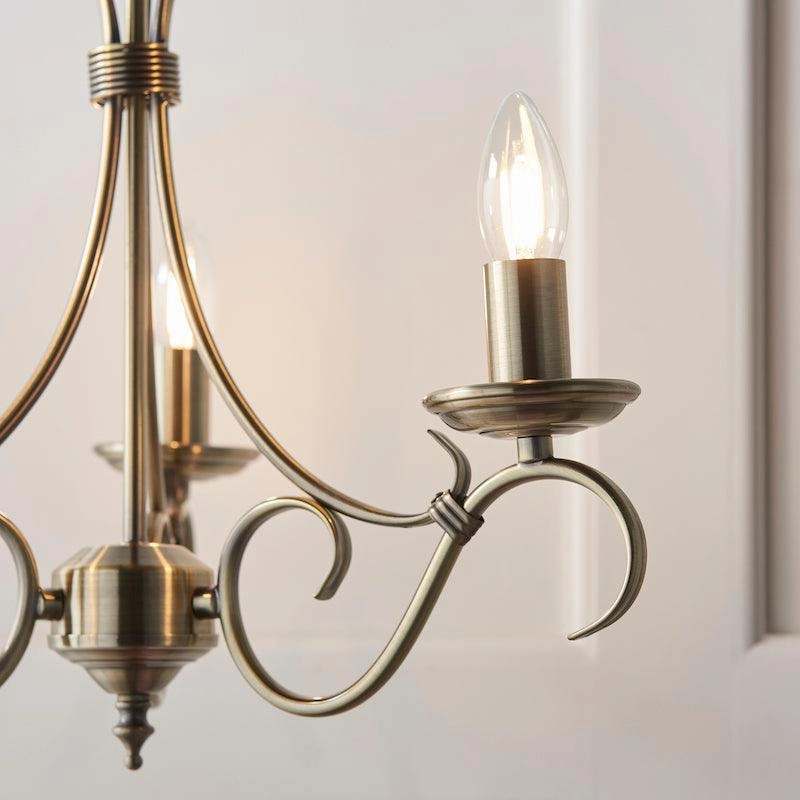 Endon Bernice Antique Brass Finish 3 Light Chandelier