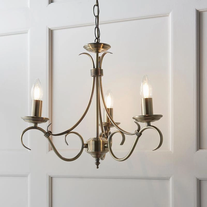 Endon Bernice Antique Brass Finish 3 Light Chandelier simple ceiling design light