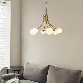 Endon Bloom Gold 6 light Ceiling Pendant Light - Opal Glass minimalist ceiling light