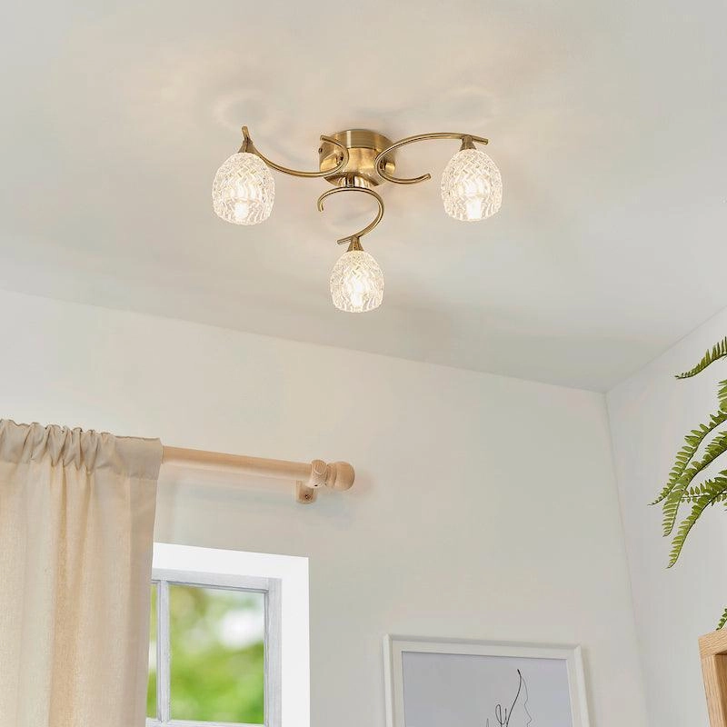 Endon Boyer 3 Arm Antique Brass Flush Ceiling Light simple ceiling design light