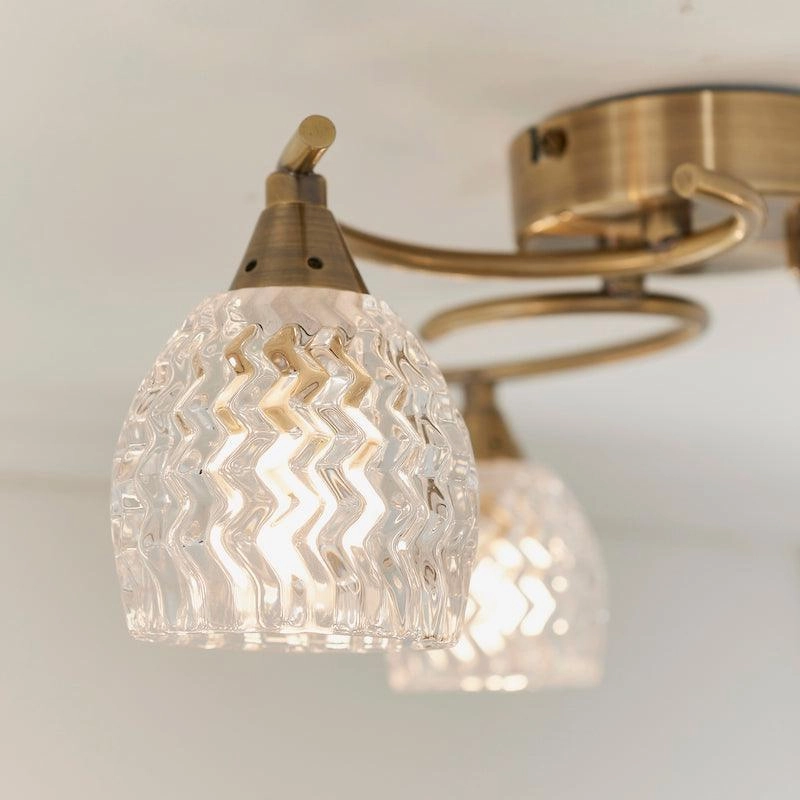 Endon Boyer 3 Arm Antique Brass Flush Ceiling Light
