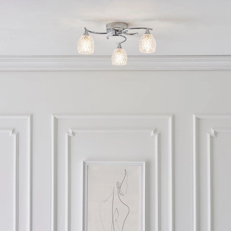 Endon Boyer 3 Arm Chrome Flush Ceiling Light