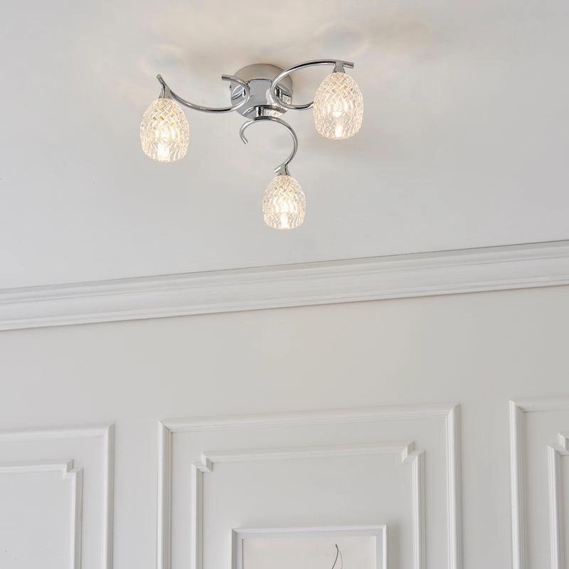 Endon Boyer 3 Arm Chrome Flush Ceiling Light