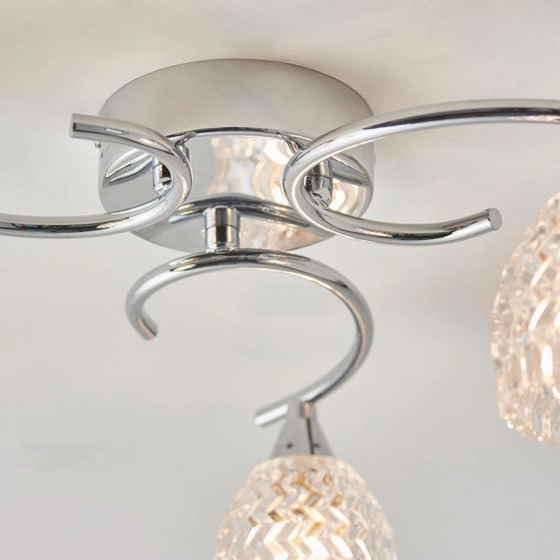 Endon Boyer 3 Arm Chrome Flush Ceiling Light