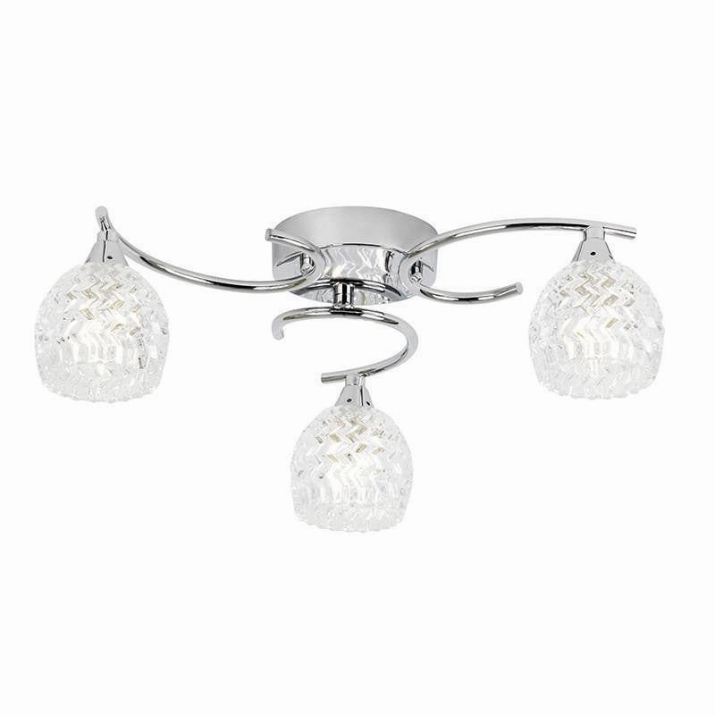 Endon Boyer 3 Arm Chrome Flush Ceiling Light