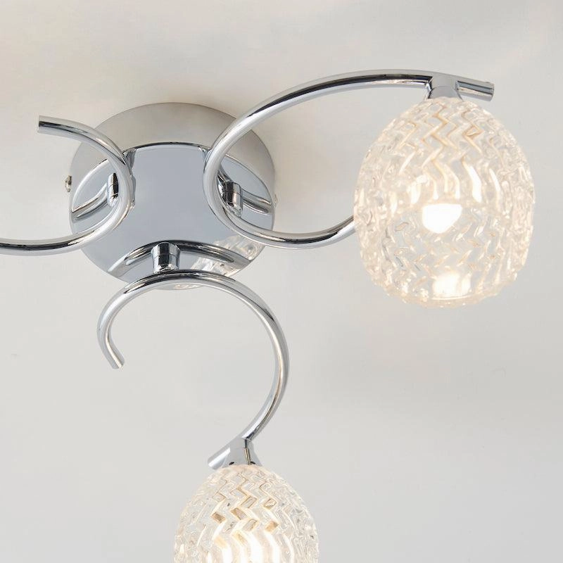 Endon Boyer 3 Arm Chrome Flush Ceiling Light