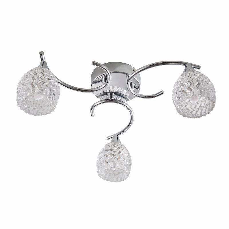 Endon Boyer 3 Arm Chrome Flush Ceiling Light