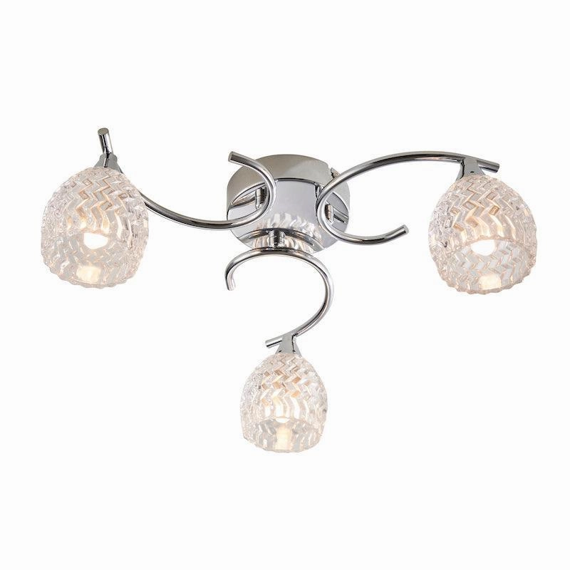 Endon Boyer 3 Arm Chrome Flush Ceiling Light