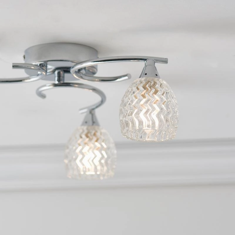 Endon Boyer 3 Arm Chrome Flush Ceiling Light