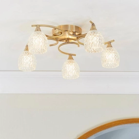 Endon Boyer 5 Arm Antique Brass Flush Ceiling Light simple ceiling design light