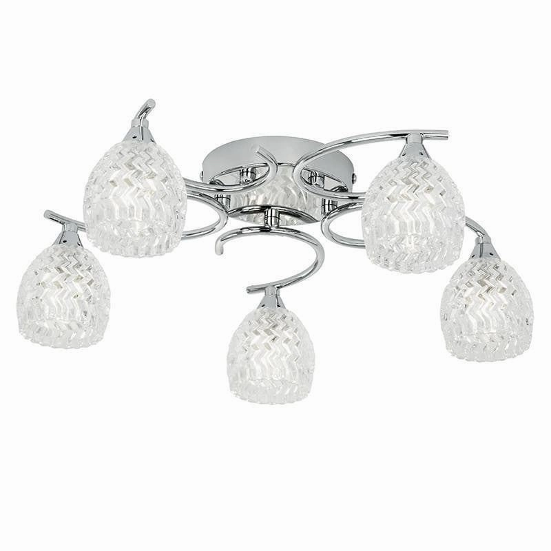 Endon Boyer 5 Arm Chrome Finish Flush Ceiling Light