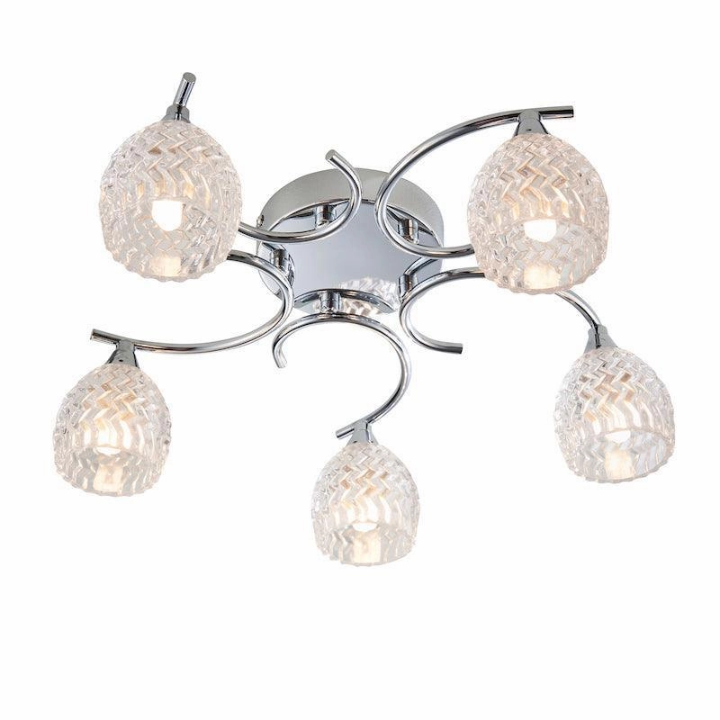 Endon Boyer 5 Arm Chrome Finish Flush Ceiling Light