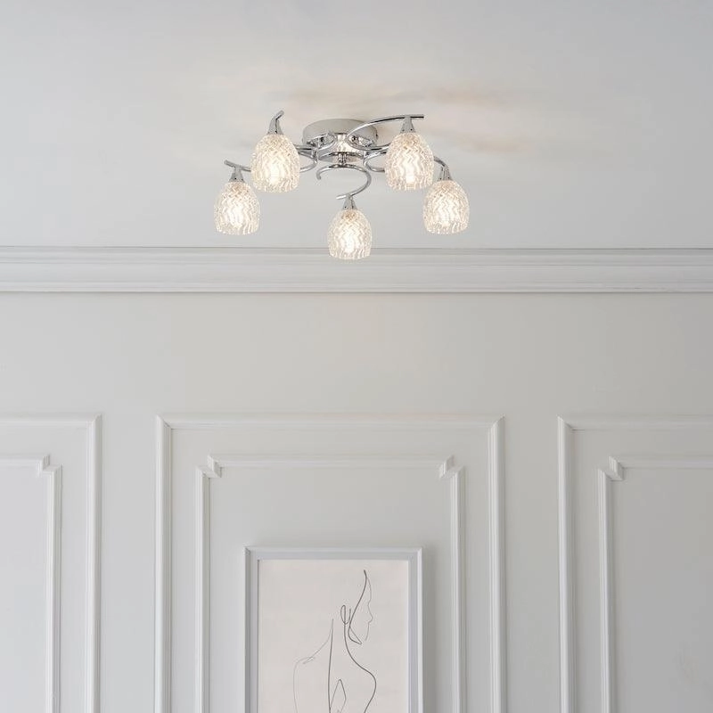 Endon Boyer 5 Arm Chrome Finish Flush Ceiling Light