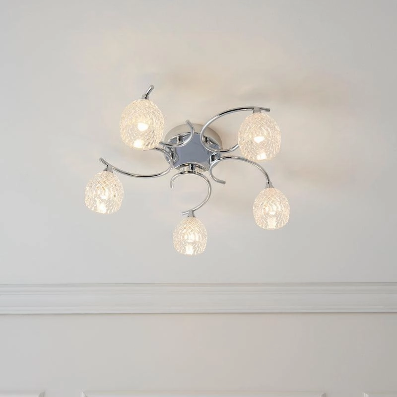Endon Boyer 5 Arm Chrome Finish Flush Ceiling Light