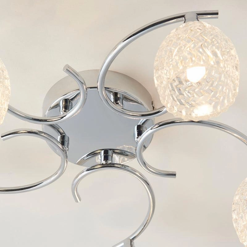 Endon Boyer 5 Arm Chrome Finish Flush Ceiling Light