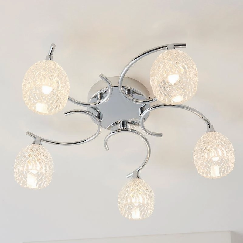Endon Boyer 5 Arm Chrome Finish Flush Ceiling Light