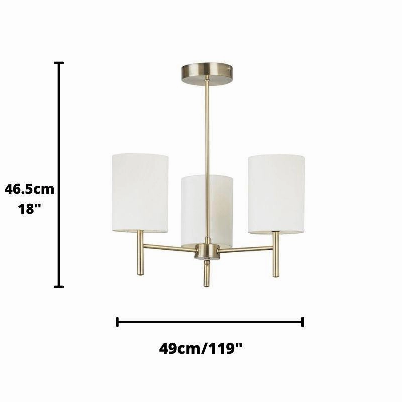 Endon Brio 3 Arm Antique Brass Semi Flush Ceiling Light