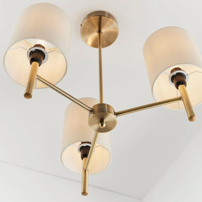 Endon Brio 3 Arm Antique Brass Semi Flush Ceiling Light