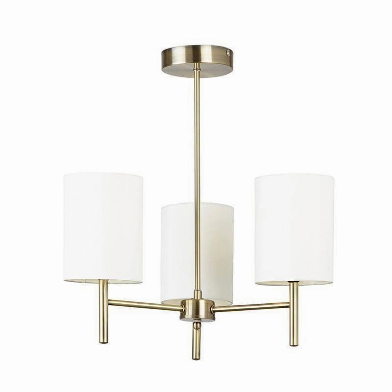 Endon Brio 3 Arm Antique Brass Semi Flush Ceiling Light