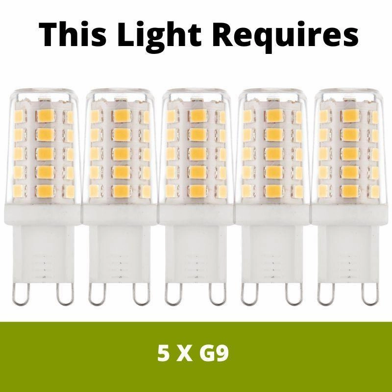 Endon Cagney 5 Light Chrome & Glass Semi Flush Ceiling Light