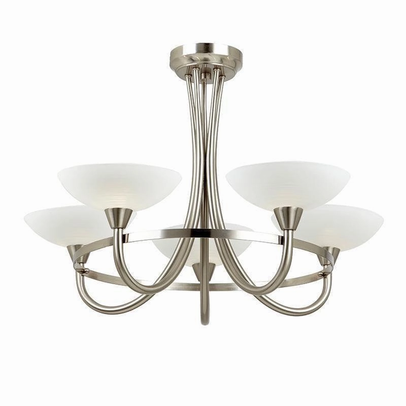 Endon Cagney 5 Light Chrome & Glass Semi Flush Ceiling Light