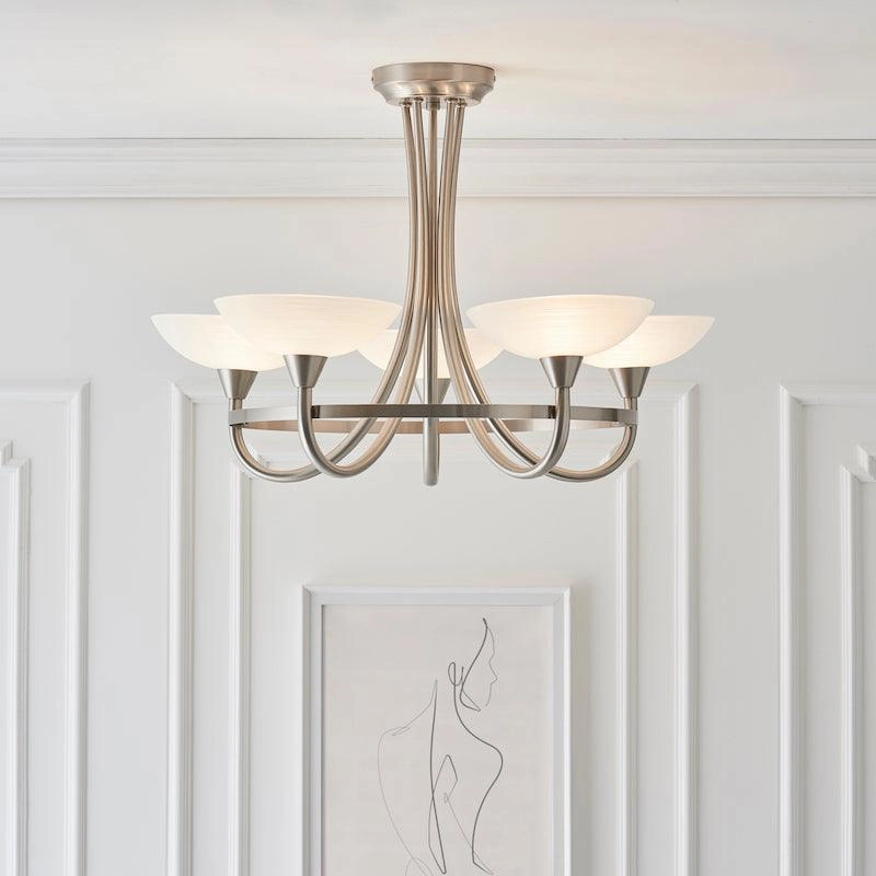 Endon Cagney 5 Light Chrome & Glass Semi Flush Ceiling Light