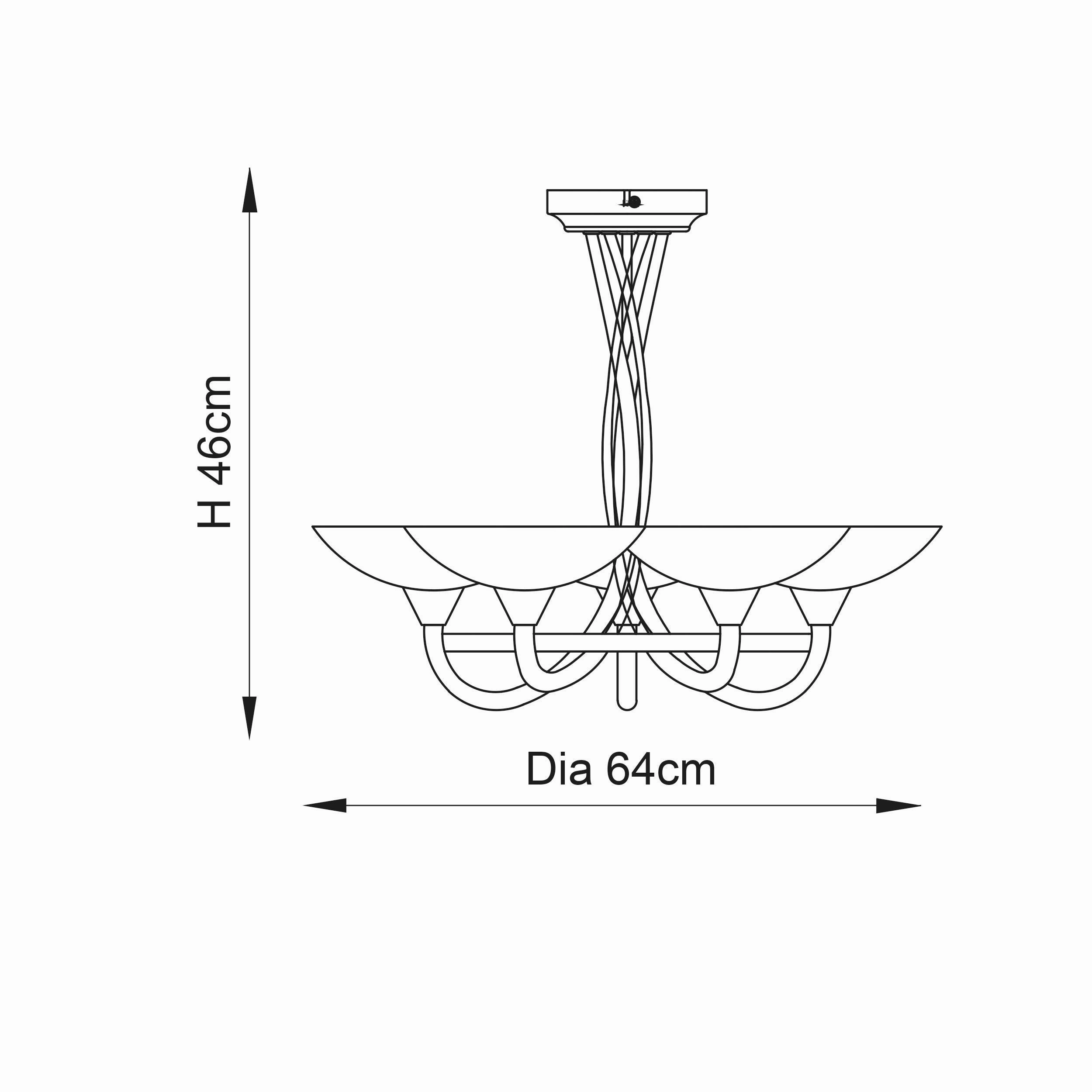 Endon Cagney 5 Light Chrome & Glass Semi Flush Ceiling Light