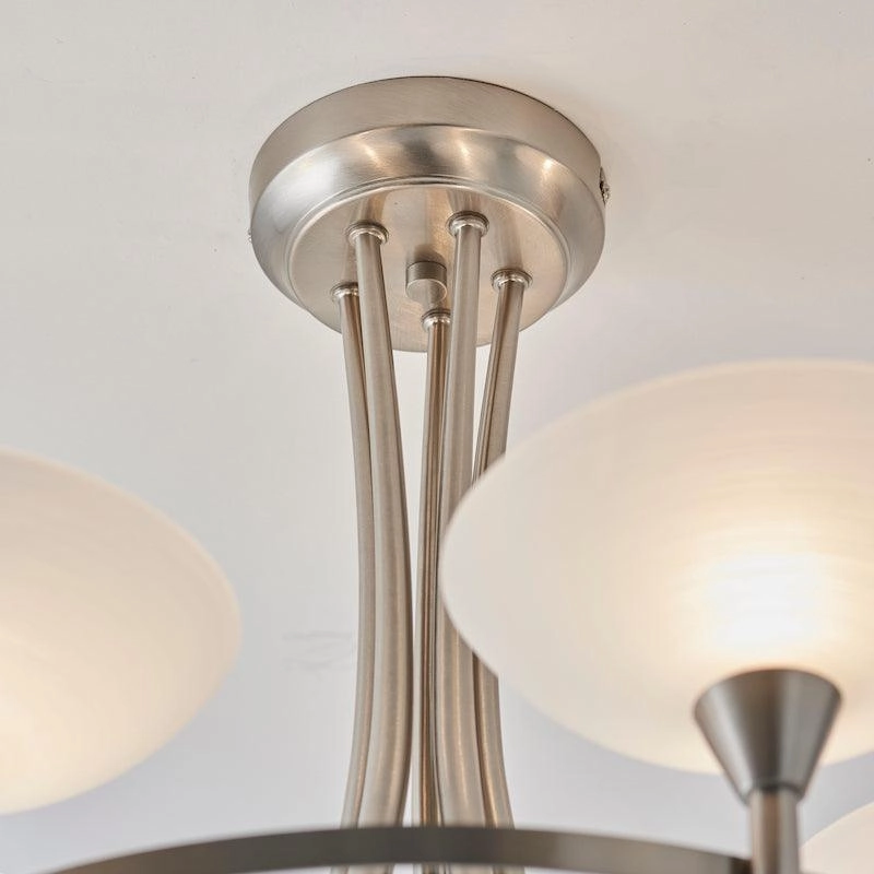 Endon Cagney 5 Light Chrome & Glass Semi Flush Ceiling Light