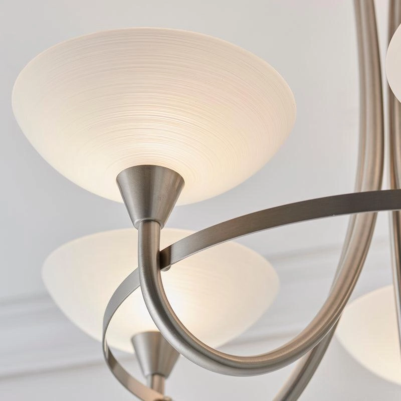 Endon Cagney 5 Light Chrome & Glass Semi Flush Ceiling Light