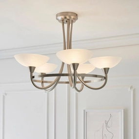 Endon Cagney 5 Light Chrome & Glass Semi Flush Ceiling Light simple ceiling design light