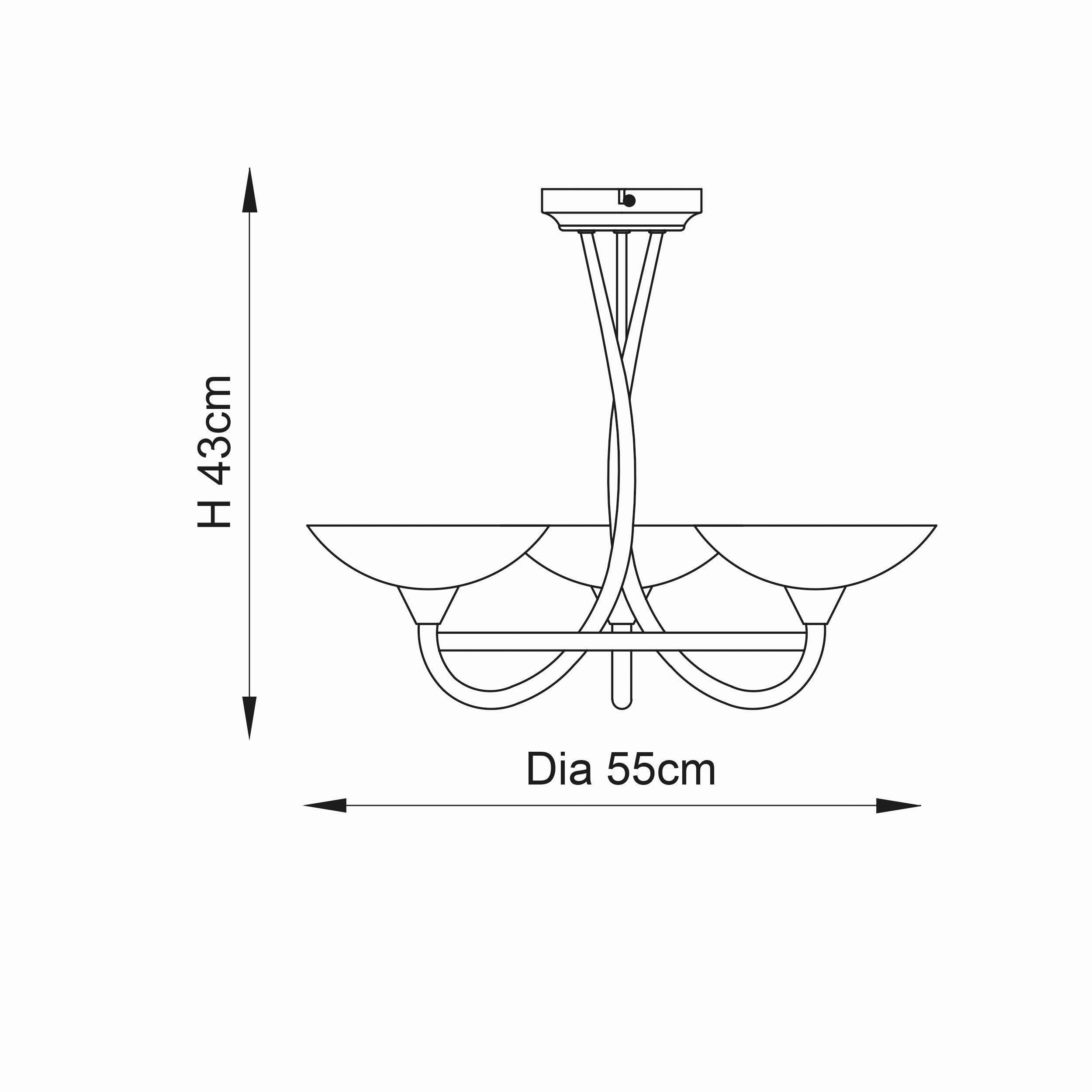 Endon Cagney Brass & White Glass 3 Light Ceiling Semi Flush