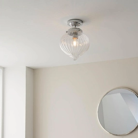 Endon Cheston 1 Light Glass Flush Bathroom Ceiling Light simple ceiling design light
