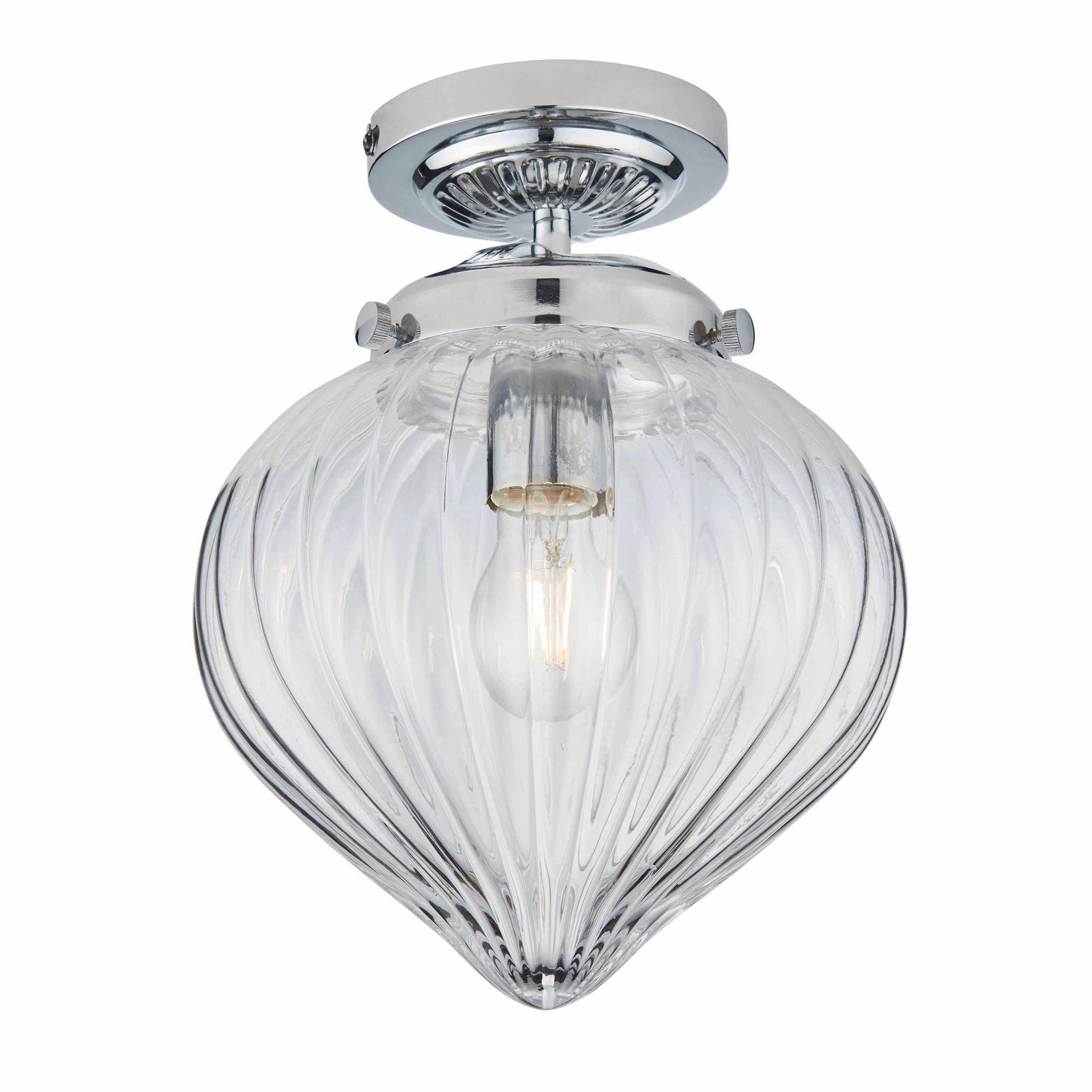 Endon Cheston 1 Light Glass Flush Bathroom Ceiling Light