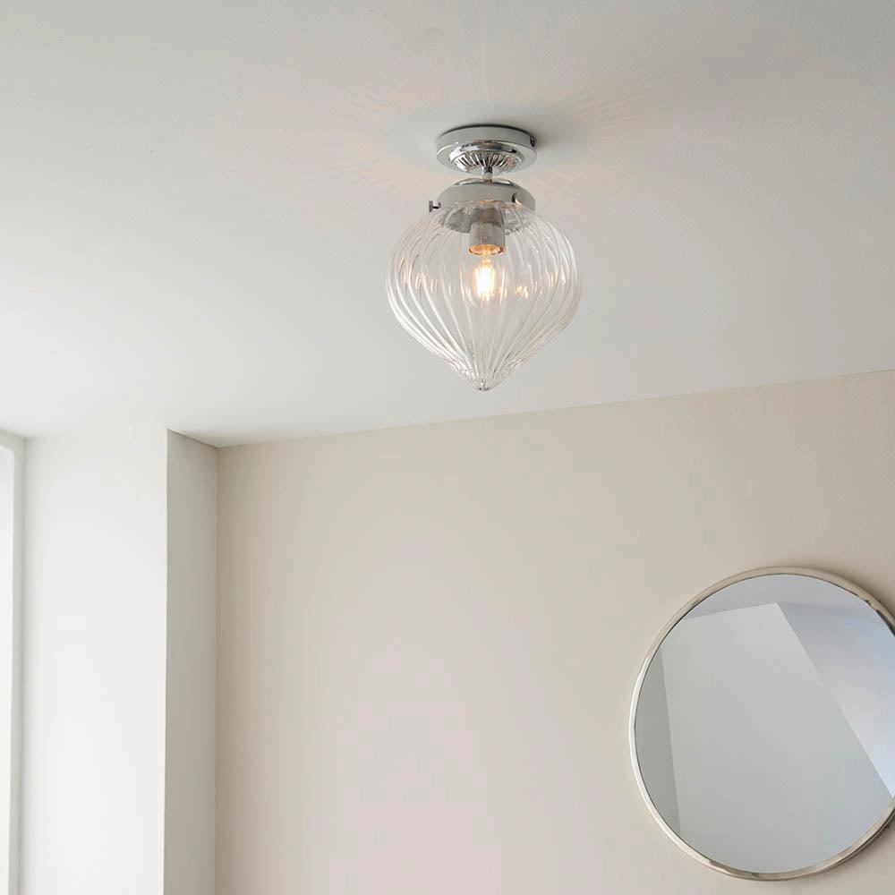 Endon Cheston 1 Light Glass Flush Bathroom Ceiling Light simple ceiling design light