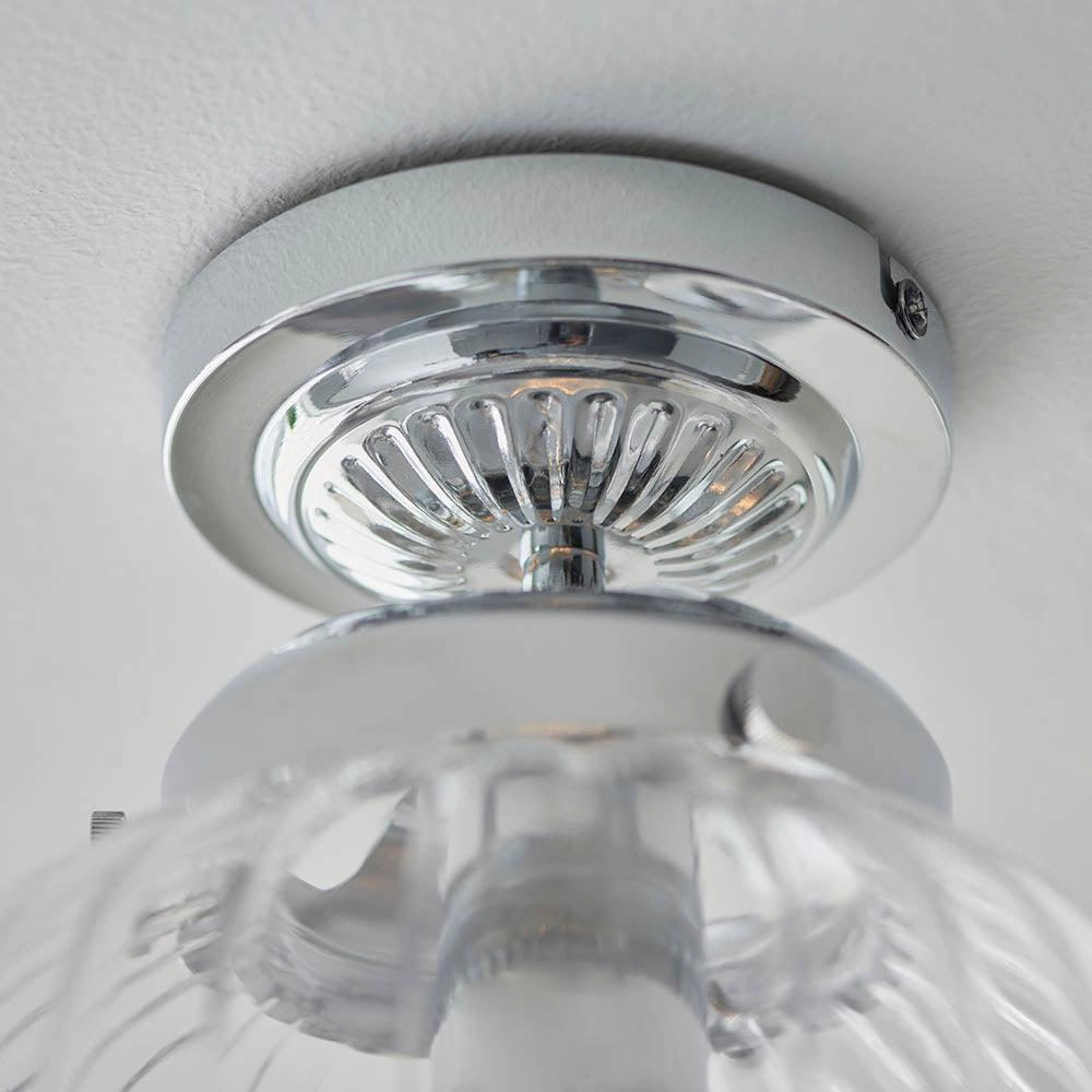 Endon Cheston 1 Light Glass Flush Bathroom Ceiling Light