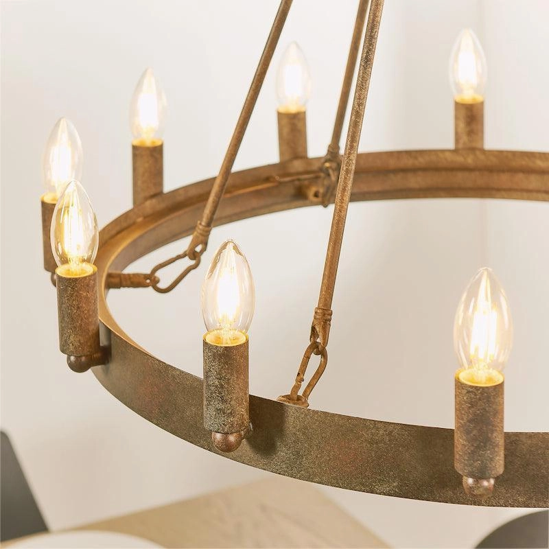 Endon Chevalier 12 Light Aged Metal Pendant Ceiling Light