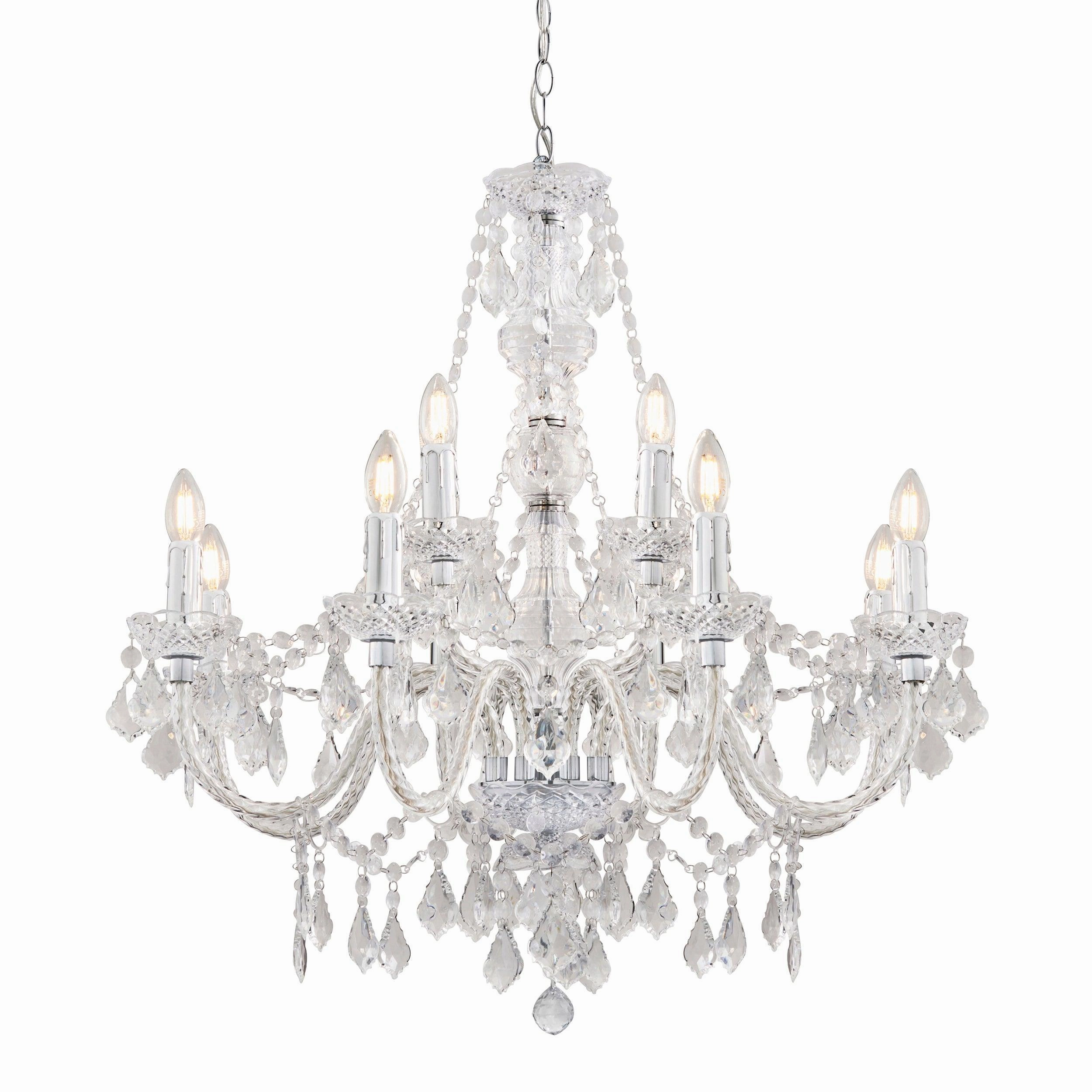 Endon Clarence 12 Arm Chrome & Clear Acrylic Chandelier