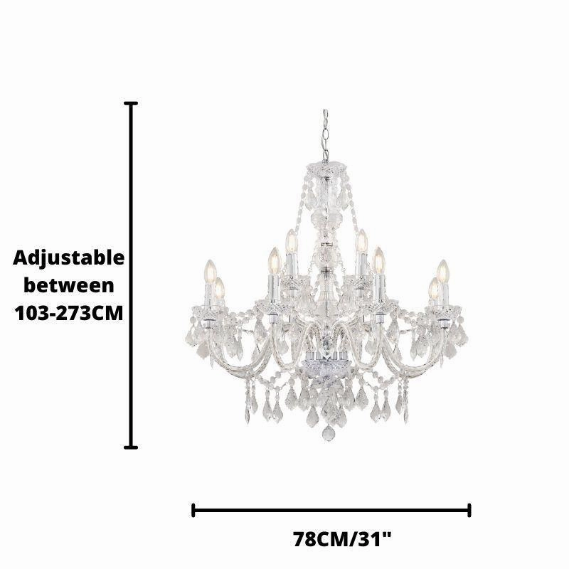 Endon Clarence 12 Arm Chrome & Clear Acrylic Chandelier