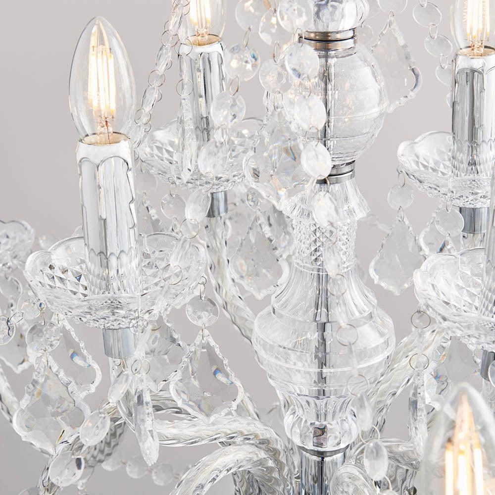 Endon Clarence 12 Arm Chrome & Clear Acrylic Chandelier
