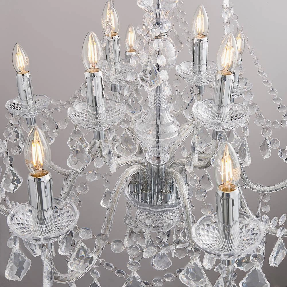 Endon Clarence 12 Arm Chrome & Clear Acrylic Chandelier