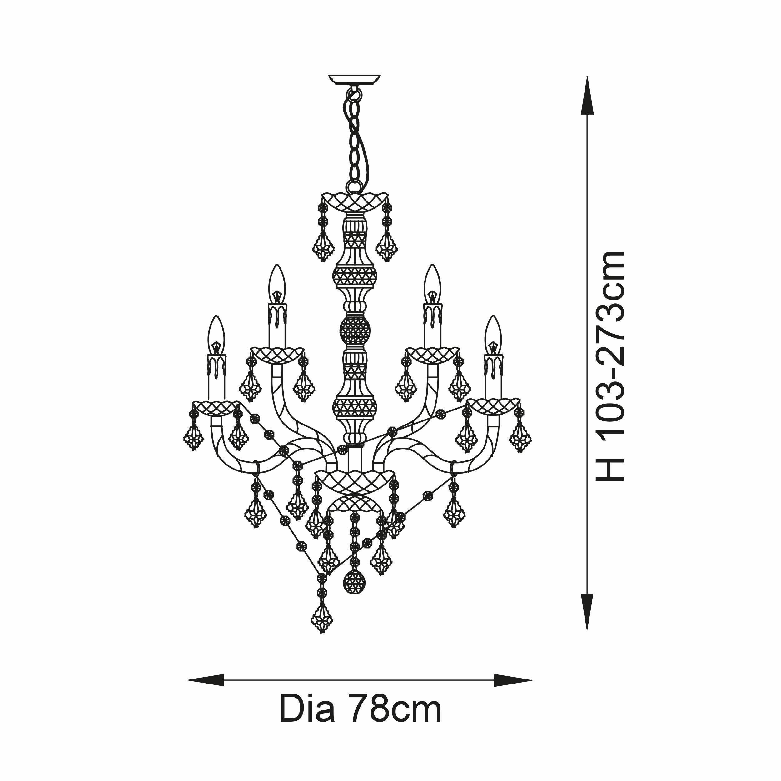 Endon Clarence 12 Arm Chrome & Clear Acrylic Chandelier