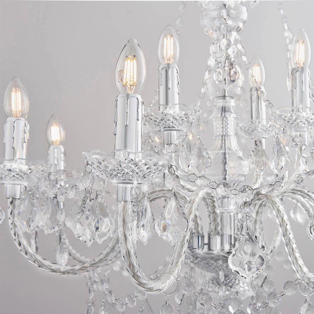 Endon Clarence 12 Arm Chrome & Clear Acrylic Chandelier