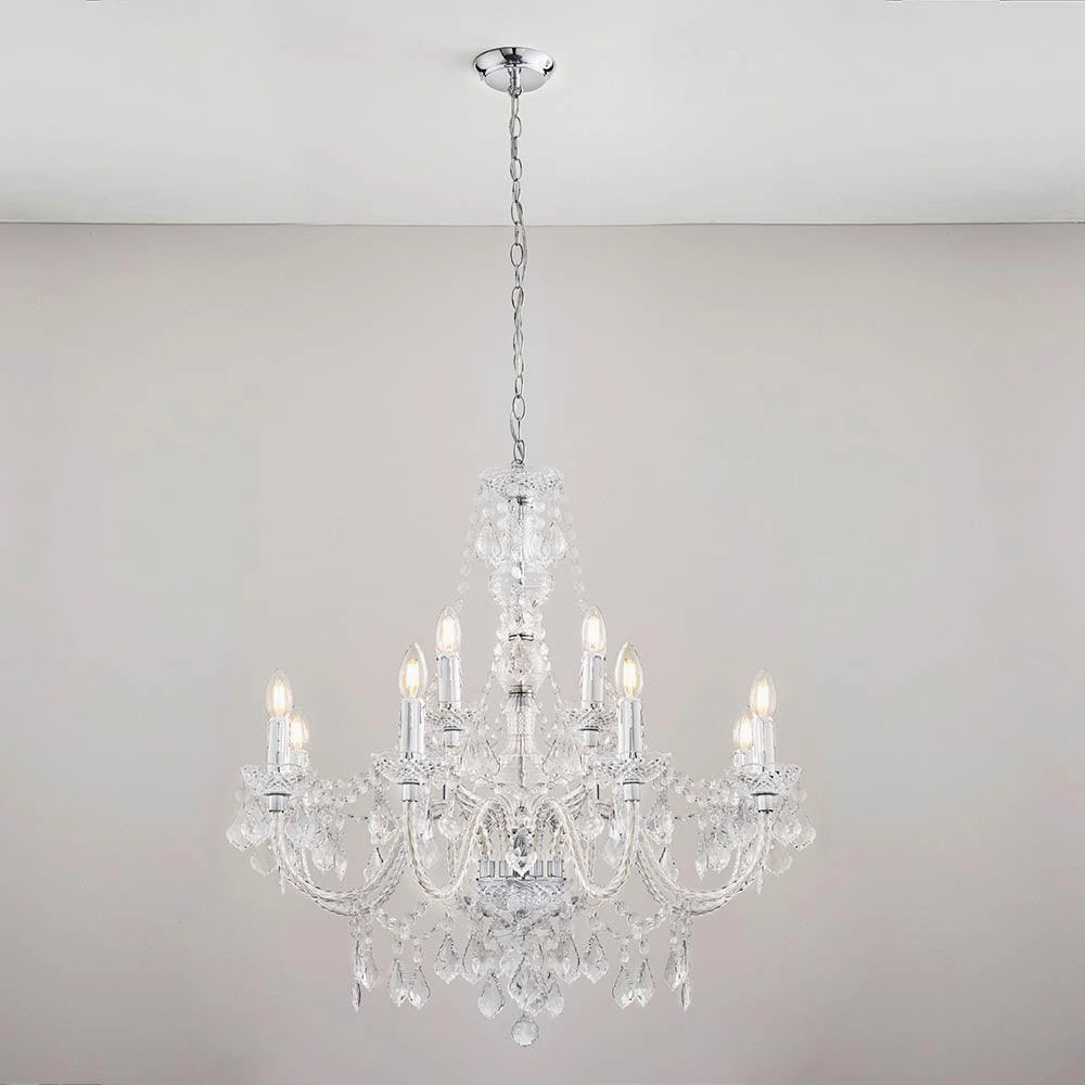Endon Clarence 12 Arm Chrome & Clear Acrylic Chandelier simple ceiling design light