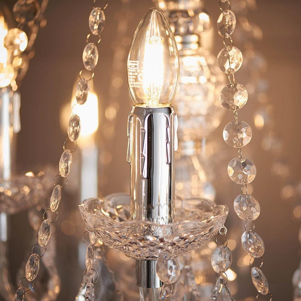 Endon Clarence 12 Arm Chrome & Clear Acrylic Chandelier