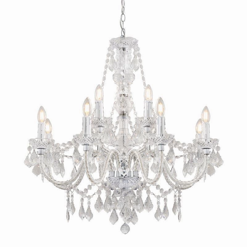 Endon Clarence 12 Arm Chrome & Clear Acrylic Chandelier