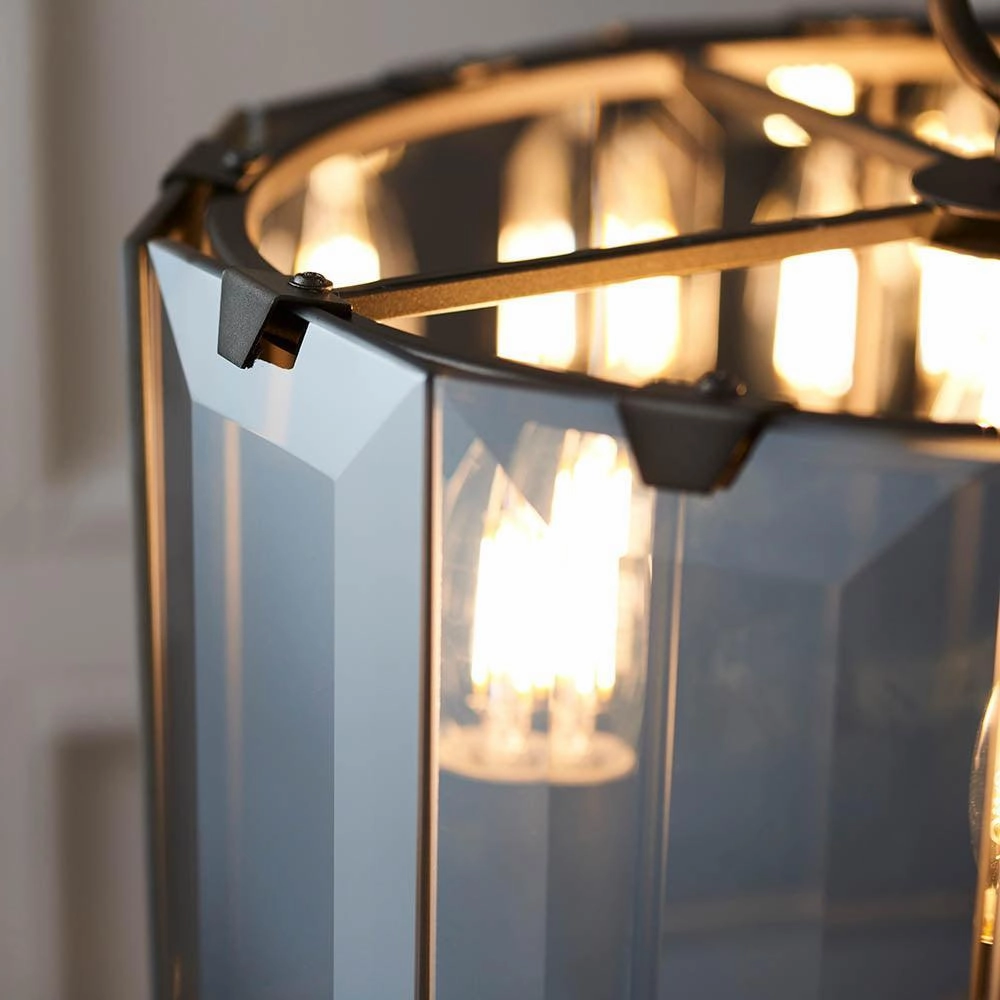 Endon Clooney 4 Light Smoke Glass Panel Ceiling Pendant